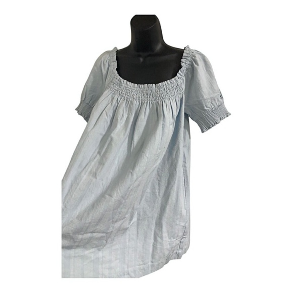 Free people mila light blue smocked puff sleeve mini babydoll dress size small - Picture 5 of 12